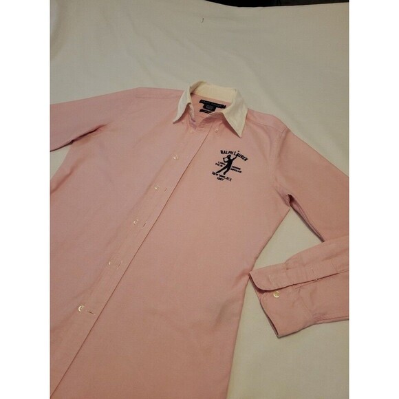 Ralph Lauren Womens Sz10 Sport Tennis Button Down Pink Spring Easter Thick - Picture 6 of 13